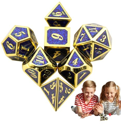 Jeu de dés pour Jeux de société, dés pour Jeux de rôle | Jeu de société de 7 Groupes de dés roulants en métal | Accessoires de dés de Table pour réunions d'amis, soirées en Famille