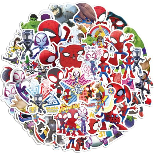 Huanmin Aufkleber für Kinder, Spider-Man, 100 Stück, Vinyl, wasserdicht, solar, leicht zu entfernen, vielseitig, Anime Fans, Kinder und Erwachsene