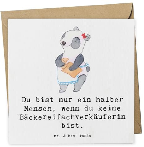 Mr. & Mrs. Panda Deluxe Karte Bäckereifachverkäuferin Herz - Geschenk, Kollegin, Hochwertige Klapp, Frühstück, Arbeitskollege, Ausbildung, Bäckerladen, Kollege, Geburtstags, Glückwunsch, Einladungs