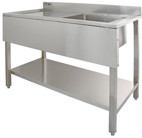 Fregadero de Cocina Acero Inoxidable 1 Seno a la Derecha+Escurridor a la Izquierda 120x60x90cm con 2 Coladores de Desagüe GRATIS Lavaplatos Pila Cocina 1 Seno+Escurridor para Lavar Platos Kitchen Sink