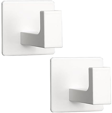 YUET Ganchos Adhesivos para Pared, 2 Piezas Acero Inoxidable, Blanco