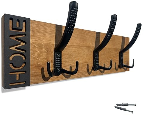 FLEXISTYLE Kleiderhaken Modern Oak wand Wandgarderobe Garderobe Holz Eiche design Lamellen paneele Schwarz modern natur 3 Dimensionen (Eiche, 40cm)
