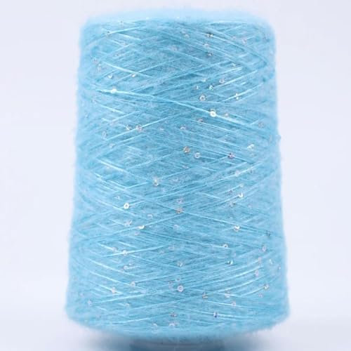 LOUKEKE 500 g Mohairgarn mit Pailletten und Glitzer – feiner Wollfaden zum Handweben und Stricken.