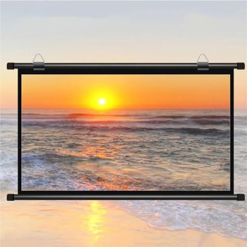 SXKJQER Heimkino, Faltbare Projektionsleinwand, Leinwand Rollo, 30, 40, 50, 60, 72 Leinwand, Deckenmontage Und Wandmontage, 4:3 HD Projektionsschirm Anti-Falten, Projektionsleinwand(16:9,60)