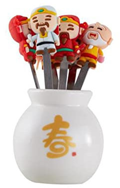 SHOWERORO Lot De Fourchettes Fruits Acier Inoxydable Mini Mini-fourchettes Dessert Pour Fruits Gâteaux Et Apéritifs Thème Nouvel An Chinois Ustensiles Cuisine Inox Professionnel Set Cadeau p