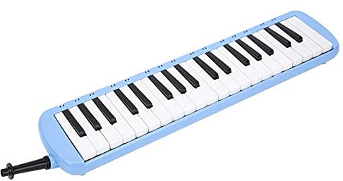 Melodica mit 37 Tasten für und Erwachsene – Musikinstrument Zum Lernen Im Klassenzimmer – Inklusive Gerader und Gebogener Mundstücke – Erhältlich in Schwarz, Blau, Grün, Pink