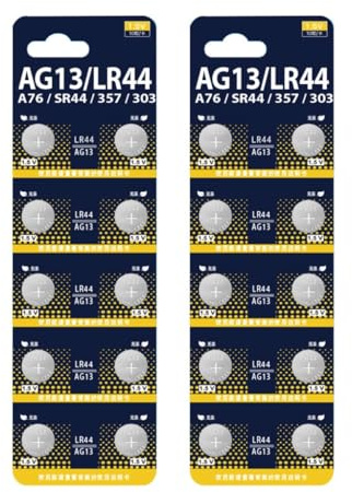 Chenxi Studio 1,5 V AG13/L1154/LR44 Knopfzelle Knopfbatterien für Geräte mit niedrigem Stromverbrauch Elektronik (10/20 Stück)