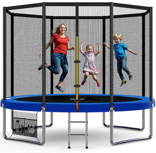 Devoko Trampoline Extérieur Ø183/ 228/305 / 366 / 427cm, Trampoline de Jardin Robuste, Cadre en Acier Galvanisé avec Sac de Rangement, pour Enfants et Adultes