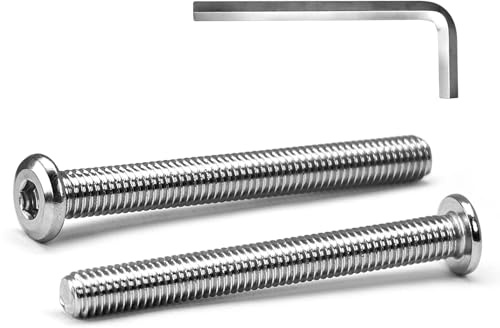 MINHER M6 x 70mm 10Pcs Testa Piatta Esagono Incassato Viti Bulloni, Bulloni Per Mobili, Acciaio Inossidabile A2 V2A, Filettatura Completa (con Chiavi a Brugola)
