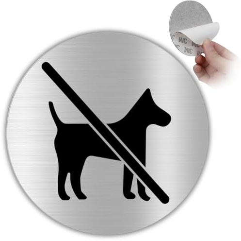 LEIASA | Señal adhesiva de prohibición de perros - Diámetro Ø 100 mm - Grosor 0,8 mm - Aluminio - Señal de prohibición de animales - Signo de perros - Cartel adhesivo 3M sin animales - Señal de