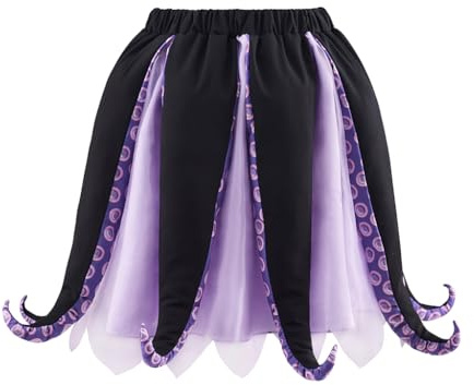 Saniplaycos Costume de sorcière de mer noir et violet avec tutu, pieuvre, tentacule, pour femme adulte
