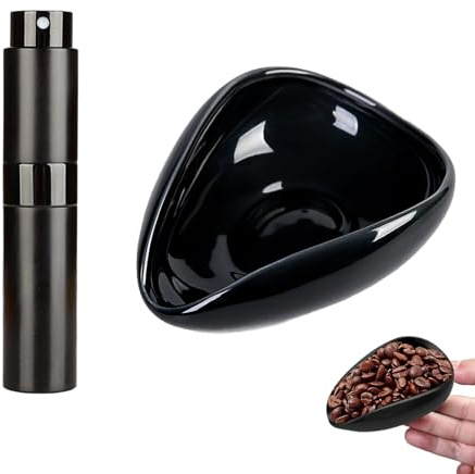 Tasse Doseuse pour Grains de Café, 2 Pièces Tasse Doseuse de Grains de Café Accessoires, Accessoires de Bar à Café En Céramique, pour café, thé, pour les Amateurs de café, Noir
