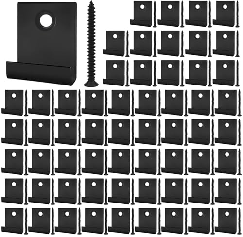 JINTANG 60 Pcs Decking Clips, 8mm WPC Decking Board Start Clips, Metal Fixing Clip, Hidden Fastener Deck Board Clip with Deck Screws 40mm for Indoor Outside Garden Flooring Patio Project Board Spacer