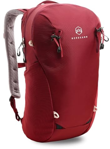 NORDKAMM® Profi Wanderrucksack 20L, klein - nur 680 g, Rucksack 20l aus Robic® Performance Nylon, Damen und Herren, inkl. Regenhülle (Red-20L-Short)