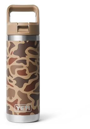 YETI Rambler 530 ml Vacuum Insulated Stainless Steel Bottle with Straw Cap, Wetlands Camo