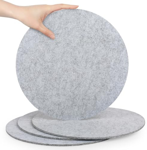 SOSMAR Juego de 4 Posavasos de Fieltro Grandes para ollas, Vasos, jarrones y Cuencos, Protector de Mesa, Alfombrilla Protectora Resistente (Redondo, 30 cm de diámetro), Gris Claro​