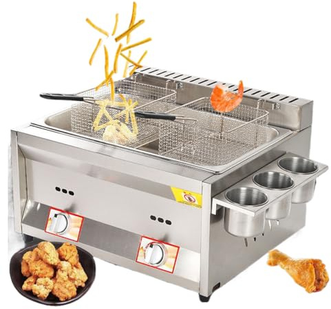 Friggitrice a gas commerciale Friggitrice a gas in acciaio inossidabile Friggitrice a GPL con cestini per ristoranti caffè Fast Food Cucine commerciali
