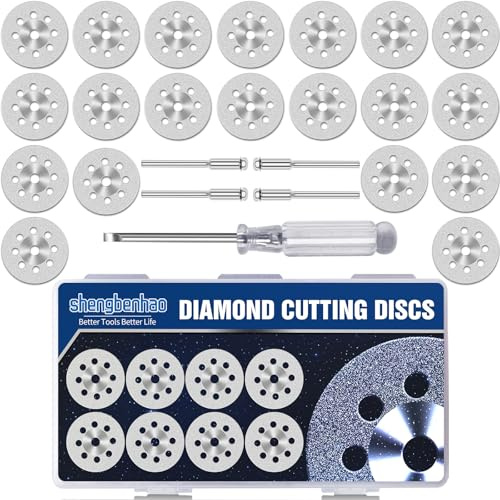 shengbenhao 20PCS 545 Diamond Cutting wheel for Dremel Rotary Tool - 25MM | Cutting Discs with 3mm Mandrel for cutting Stone, Glass, Ceramic, Marble