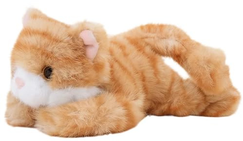 RagQbuK 18cm Cat Plush - Soft Realistic Tabby Cat Teddy for Adults, Kitten Stuffed Animal Toy for Comfort & Gifting
