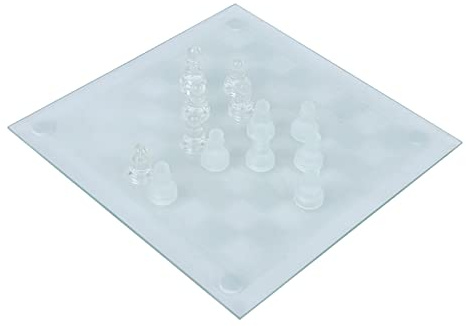 ZJchao Chess, Glass Chess Set Glass Set 25x25cm Dull Polish Crystal International 1 Checkerboard and 32 Chessman