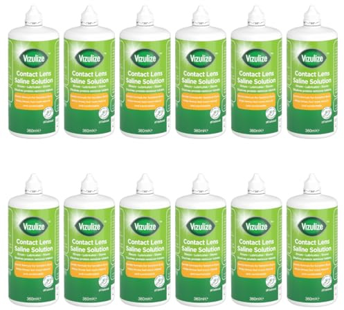 Contact Lens Saline Solution, Rinses, Lubricates and Stores, for Sensitive Eyes, 360ml, Pack of 12