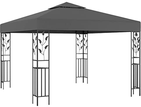Tonture Gazebo da 3 x 3 m, telaio in acciaio, tenda da giardino con tetto in poliestere resistente ai raggi UV, pieghevole e pieghevole, per giardino, terrazza, campeggio, all'aperto, come protezione
