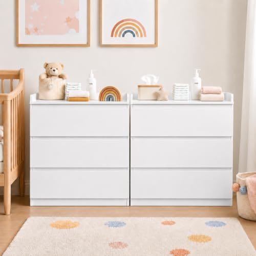 GOKHOMX 2er Set Wickelkommoden Weiß, 70 x 40 x 80 cm