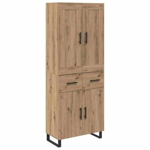 mtlskopl Highboard Artisan-Eiche 69,5x34x180 cm - Moderner Hochschrank aus Holzwerkstoff mit 4 Türen und Schublade - Eleganter Wohnzimmerschrank und Küchenschrank für Geschirr und Dekoration