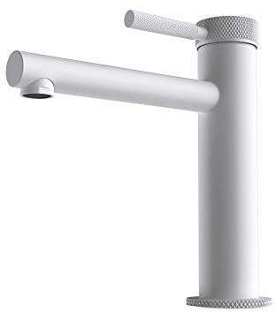 Mai & Mai Wasserhahn Bad Waschtischarmatur Weiß 18,1 cm hoch | Einhebelmischer Badarmatur, Waschbeckenarmatur aus Messing, DIN Anschlüsse, WAO-7601