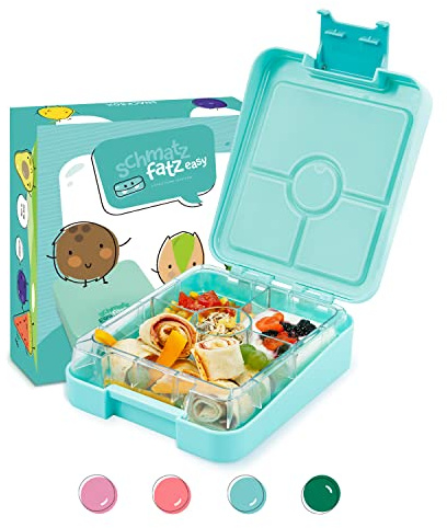 schmatzfatz Easy Brotdose Kinder mit Fächern, BPA Frei Lunchbox, Bento Box Kinder, Brotbox für Mädchen & Jungen, Snackbox, Perfekt für Schule, Kindergarten & Ausflüge (Türkis)