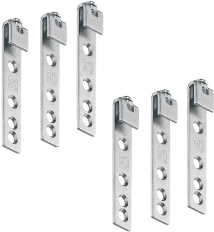 Gedotec, gancio per armadio, in metallo, per cucina, visibile per binario a parete, in acciaio zincato, con portata di 120 kg, 6 pezzi