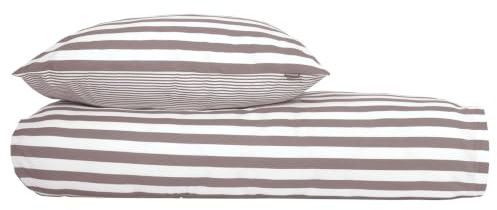 Schiesser Bettwäsche 135x200 cm | 100% Baumwolle | Taupe | Gestreift | 2-teilig | Renforcé | 135x200 cm + 80x80 cm | angenehm weich & glatt | pflegeleicht & atmungsaktiv | OEKO-TEX® MADE IN GREEN