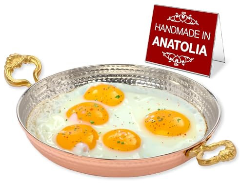 Hakan Sartén para huevos de cobre rojo puro hecha a mano | Sartén pequeña, desayuno, tortilla, sartén de chef para cocinar | Sahan turco martillado a mano, regalo de cocina, ideas de regalo de cocina