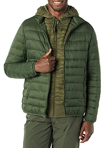 Amazon Essentials Men's Packable Lightweight Water-Resistant Puffer Jacket (Available in Big & Tall), Dark Green, X-Large
