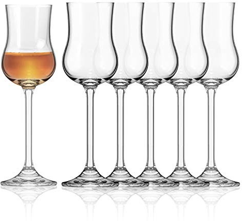 Set bicchieri grappa - Bicchieri da grappa con stelo da 85 ml - Bicchierini amaro trasparenti ed eleganti - Set 6 bicchieri grappa particolari