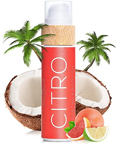 COCOSOLIS CITRO Bräunungsbeschleuniger – Bio-Bräunungsöl mit Vitamin E für schnelle intensive Bräune – Bräunungsverstärker für satte schokoladige Bräune - pflegende Bodylotion