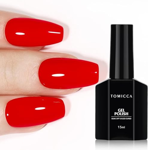 TOMICCA Gel Nagellack Rot, 15ml UV Soak Off Gellack Nagelkunst Maniküre DIY UV-Nagellack Geschenke