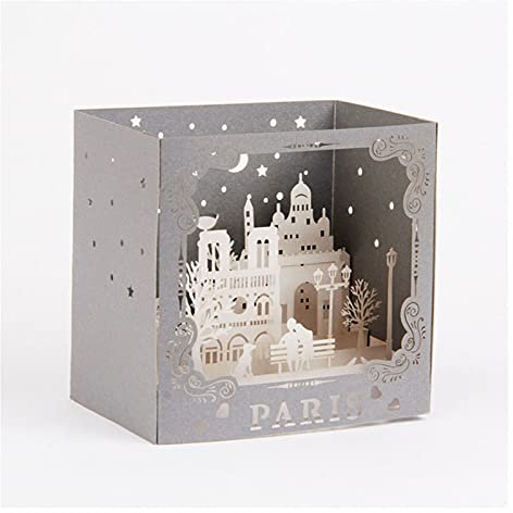 Grußkarte Grußkarten Handmade Carving Paris Modell Papier Einladung Grußkarten Postkarten Business Creative Gift Souvenir Collection 3D Laserschnitt Danke dir Karte (Size : 8pc)