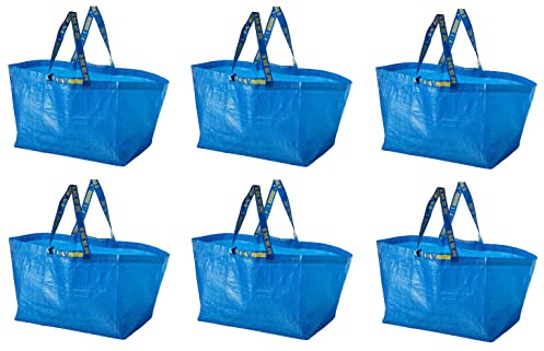 6x FRAKTA Carrier Bags Large Blue 55x37x35 cm 71 L Shopping Laundry Grocery Bag