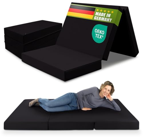 SHOGAZI Klappmatratze 130x200 x 12 cm, Gästematratze klappbar Made in Germany, Faltmatratze VERGLEICHSSIEGER, ultimativer Schlafkomfort, Orthopädischer Kaltschaum - Anthrazit