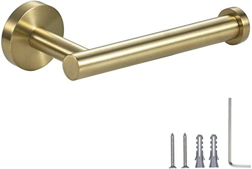 YUET Toilet Roll Holder Paper holders Dispenser Wall Mounted Round Mounting Tissue Stand Hanger Bathroom Kitchen Storage Chrome SUS 304 Stainless Steel (Brushed Gold)