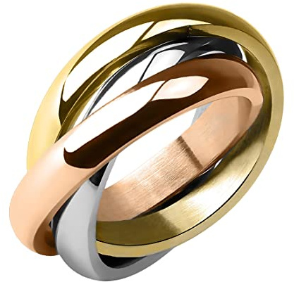 Taffstyle Damen 3-in-1 Wickelring | Dreifach-Bandring aus Edelstahl für Damen | Verlobungsring Eleganter Modeschmuck im modernen Design – Silber Gold oder Bronze Forben