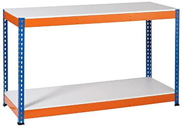 Melamine Shelves Extra HEAVY DUTY 1500mm Wide 2 Level Workbench 400kg(UDL) Workstation Home Garage DIY Work Table 900mm H x 1500mm W x 600mm D - 400KG UDL