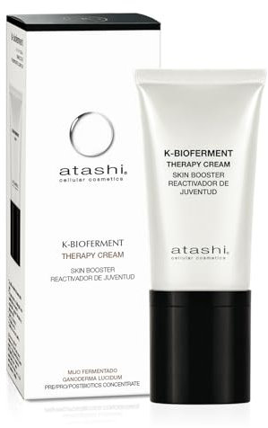 atashi K-Bioferment Therapy Cream Skin Booster | Reaktiverande ungdomskräm | Revitaliserande anti-aging multikorrigering | Ganoderma Lucidum och Guldhirs | 50 ml