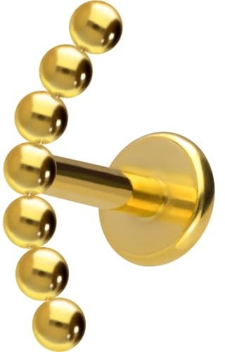 PIERCINGLINE Titan Labret mit Innengewinde Titan Aufsatz 7 KUGELN Piercing Lippe Nase Ohr Helix Tragus Medusa Farb & Größenauswahl