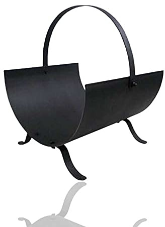 PaMeer Black Round Log Holder, Decorative Finish Metal Log Holder - Firewood Rack Indoor with Handle, Fireplace Wood Rack is Ideal Size for Indoor use.