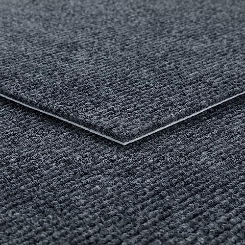 Livelynine Teppichfliesen Selbstklebend Dunkelgrau 32 Teppichfliesen Rutschfest Teppichboden Fliesen Selbstklebend 30x30CM Waschbarer Bodenteppich Schlafzimmer Büro Haus Gewerbe Teppich Fliesen Kleber