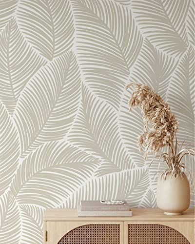 Coloritto Minimalistic Leaves Wallpaper | Removable Self Adhesive Floral Wallpaper | Scandinavian Peel and Stick Wallpaper (Sample 12 W x 8 H)