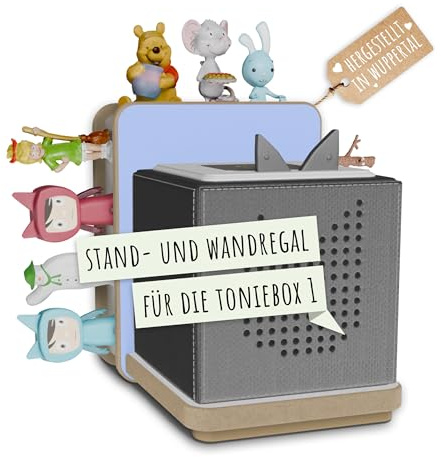 Holzura Tonie Regal für die Toniebox Ladestation und Toniefiguren, Halterung zur Tonie Aufbewahrung