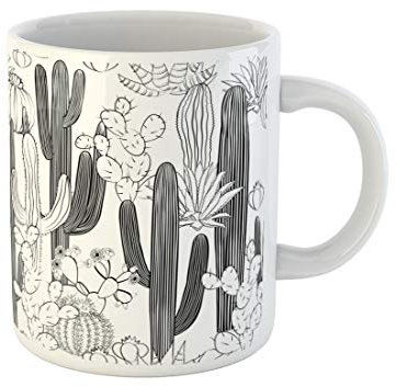 Tasse Abstrakter Kaktus, Wilde Kakteen, Bäume, Agave, Schönes Großes Schwarz Mit Großem Henkel Keramik Tasse Personalisiert Tassendruck 330Ml Für Tee,Kaffeeliebhaber,Kollegin